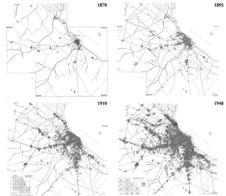 La evolución en mapas del crecimiento poblacional del conurbano desde 1870