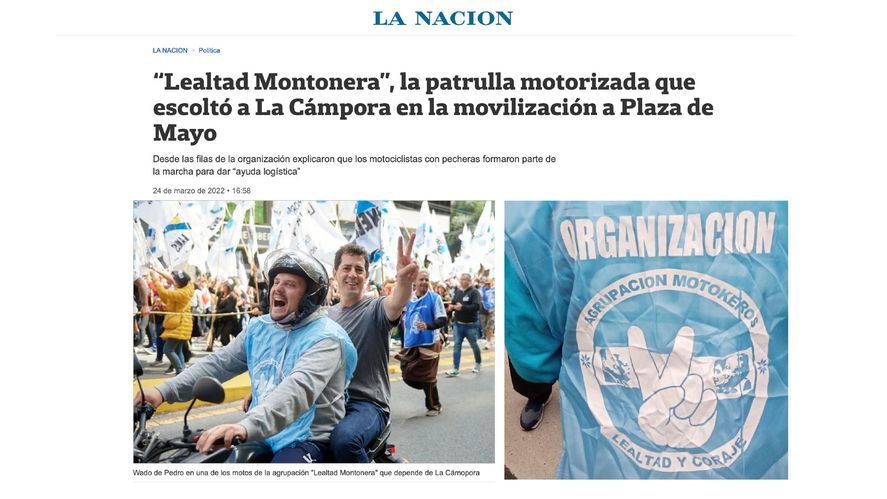 El título de La Nación con el error que confunde la palabra Motokeros con Montoneros 