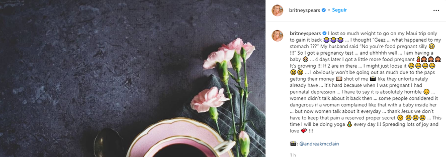 Britney Spears anunci&oacute; su embarazo en las redes sociales