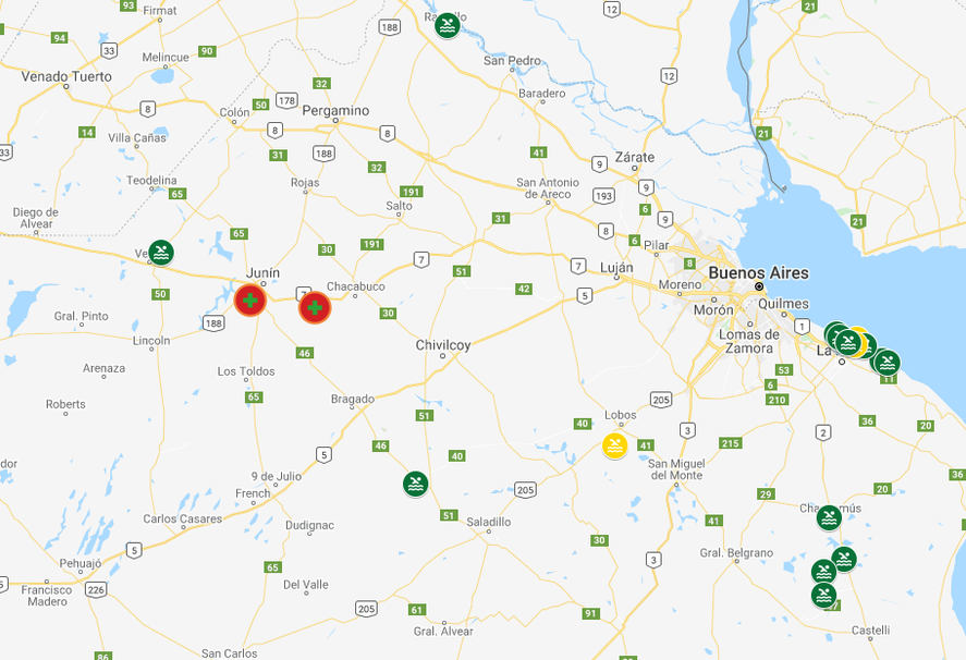 Jun&iacute;n y Chacabuco en alerta naranja por la presencia de cianobacterias. Adem&aacute;s, se emiti&oacute; un alerta amarillo para Lobos y la regi&oacute;n capital.