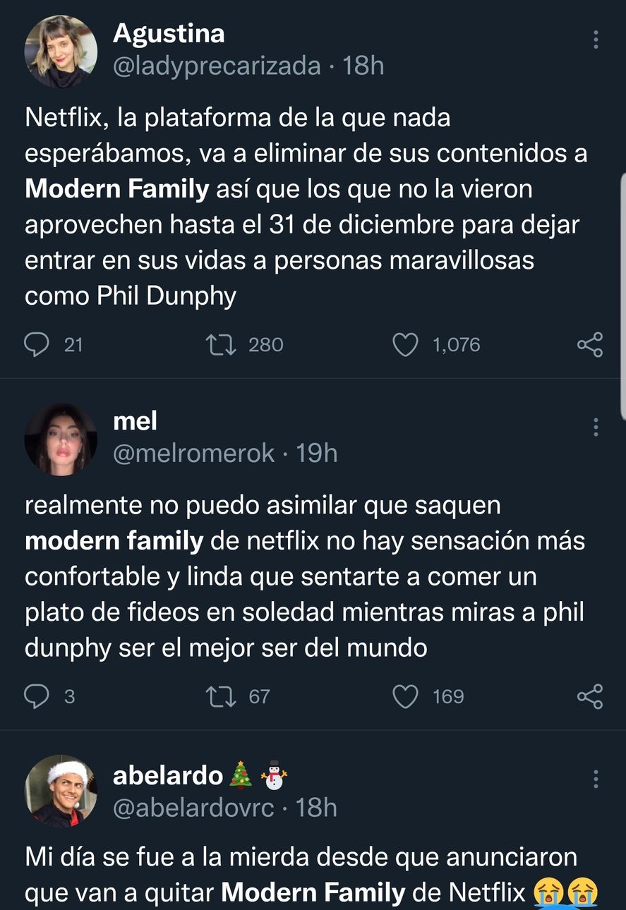 Los fanáticos de la serie Modern Family están que trinan por el levantamiento en Netflix desde el 31 de diciembre. La comedia pasaría a verse en Disney +