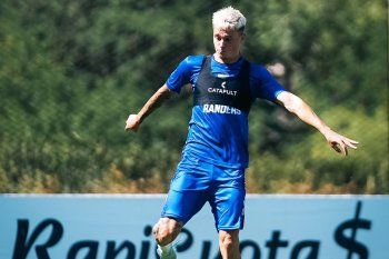 Matías Abaldo en una práctica de Gimnasia. (Foto: prensa GELP)