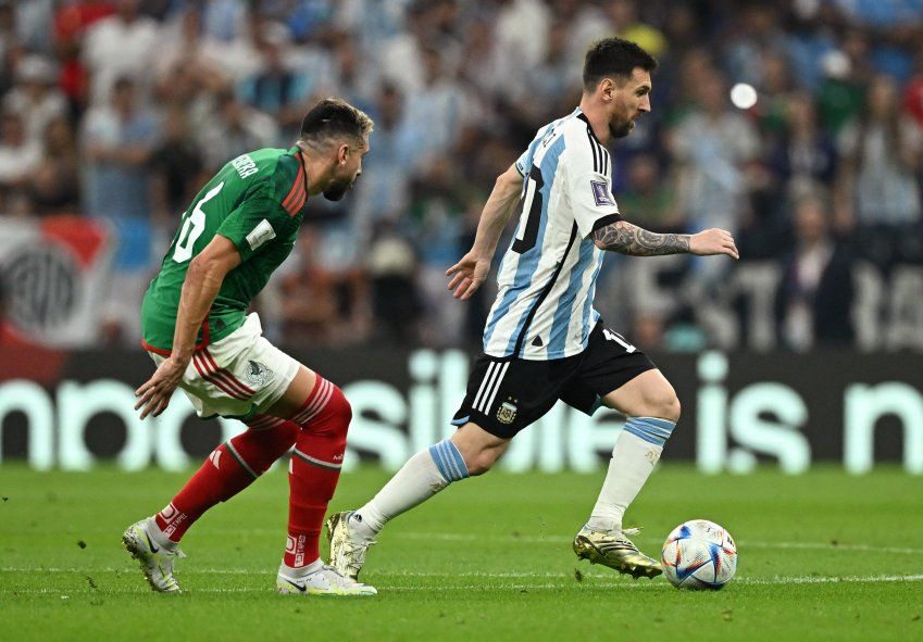 Lionel Messi en el partido de la Selección Argentina ante México, en el Mundial Qatar 2022