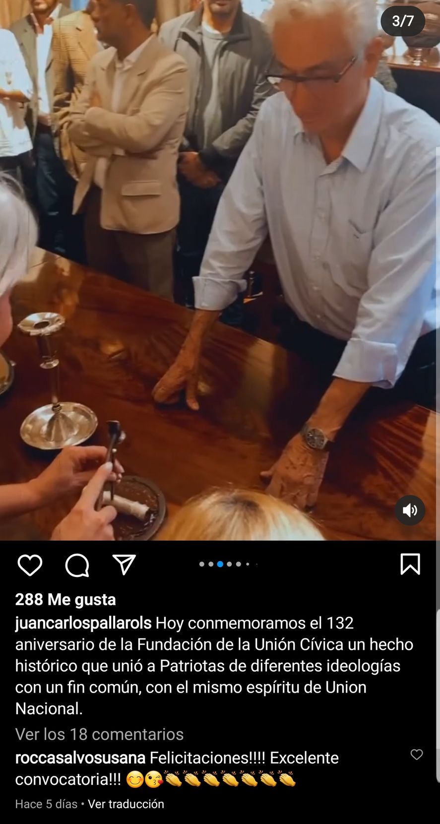 La publicación en Instagram de Juan Carlos Pallarolls que comprueba que no es falsa la foto de Sergio Berni junto a Patricia Bullrich