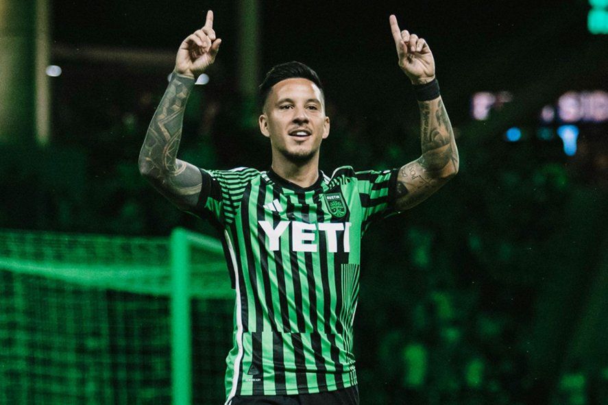 Sebastián Driussi festeja uno de sus goles con la camiseta del Austin FC.