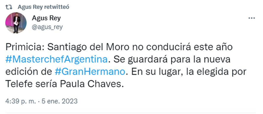Santiago Del Moro no estar&aacute; en frente de MasterChef en 2023
