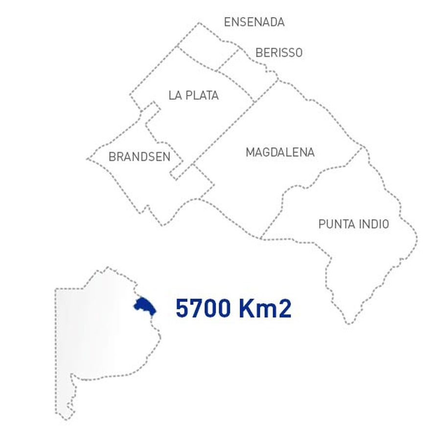 EDELAP cubre 5.700 km2 de la zona capital de la provincia de Buenos Aires.