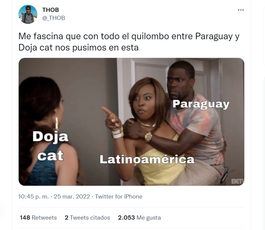 En Twitter no faltaron los memes sobre el cruce entre Doja Cat y sus fans de Paraguay