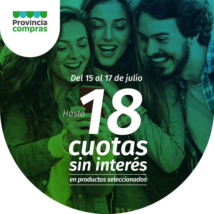 El Banco Provincia vuelve a ofrecer 18 cuotas sin interés en su tienda virtual "Provincia Compras" para comprar productos de diversos rubros durante 3 días.