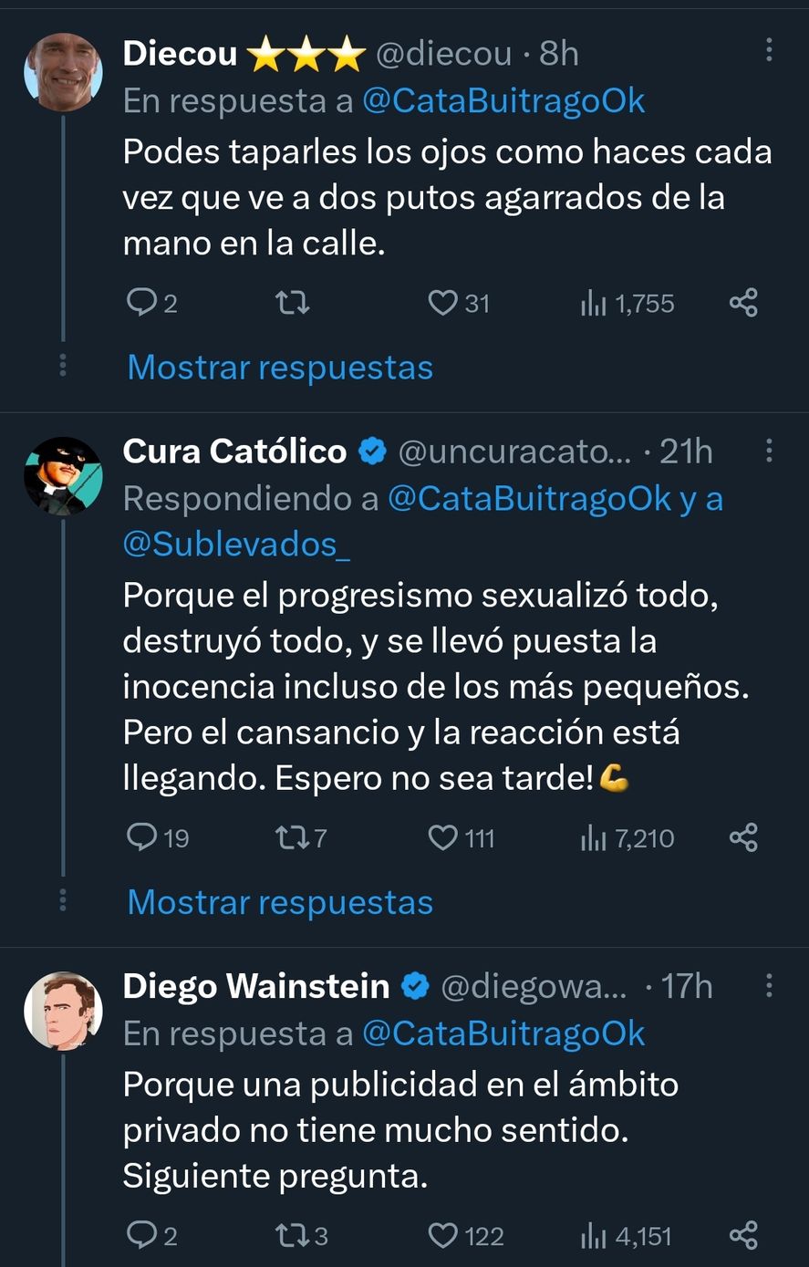 Alguna de las reacciones en redes al posteo de la diputada Catalina Buitrago con respecto a los juguetes sexuales en la publicidad de Tulipán 