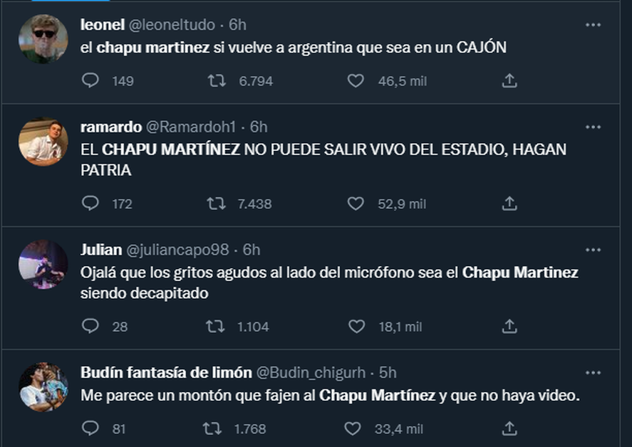 El Chapu Mart&iacute;nez es se&ntilde;alado como uno de los culpables de la derrota Argentina