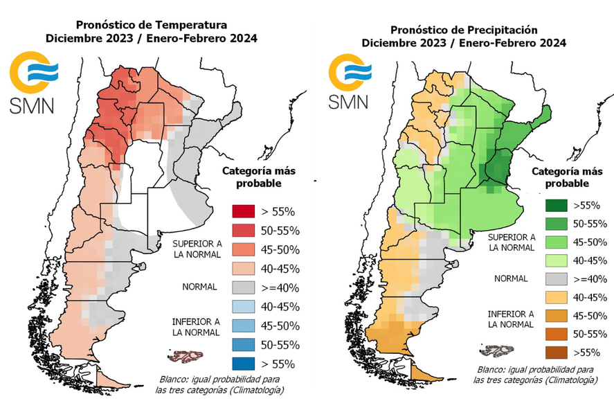 El Servicio Meteorológico Nacional (SMN) lanzó un informe sobre el pronóstico climático para el verano 2023-2024.