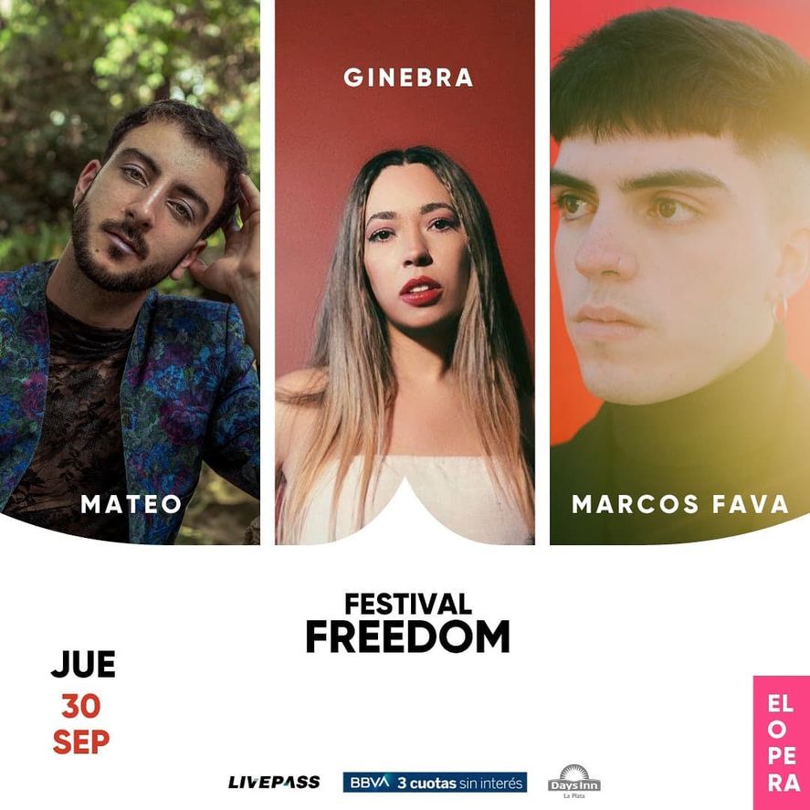 El Festival Freedom presenta lo más fresco del under platense. En esta ocasión los artistas son Mateo, Ginebra y Marcos Fava.