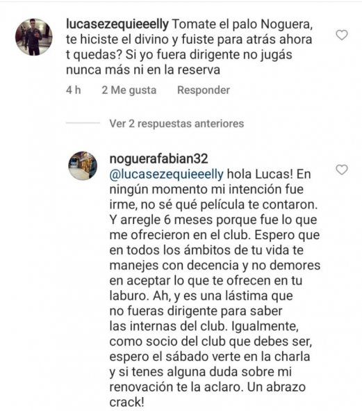 Fabián Noguera le respondió a un hincha de Estudiantes
