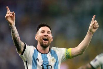 Lionel Messi festeja con la Selección Argentina en el Mundial Qatar 2022