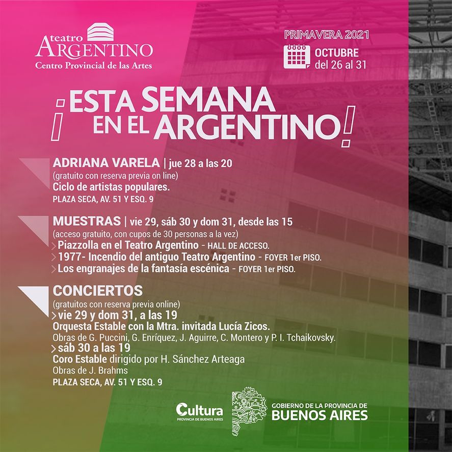 Las actividades en el Teatro Argentino de La Plata comenzarán este jueves