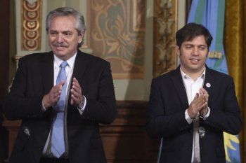 El presidente Alberto Fernández junto al gobernador Axel Kicillof. (Foto de Archivo)