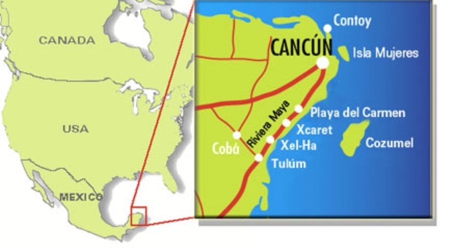La ubicación exacta de la Isla Mujeres, el exclusivo enclave frente a la costa mexicana de Cancún en pleno mar Caribe, a donde está veraneando el senador de Juntos por el Cambio, Luis Juez
