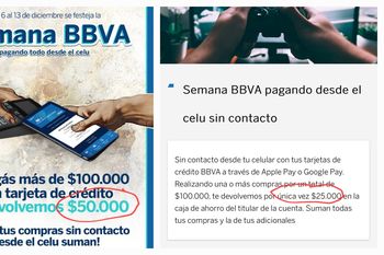 Devolución del 50%: Polémica promoción del BBVA a última hora fue reducida a la mitad