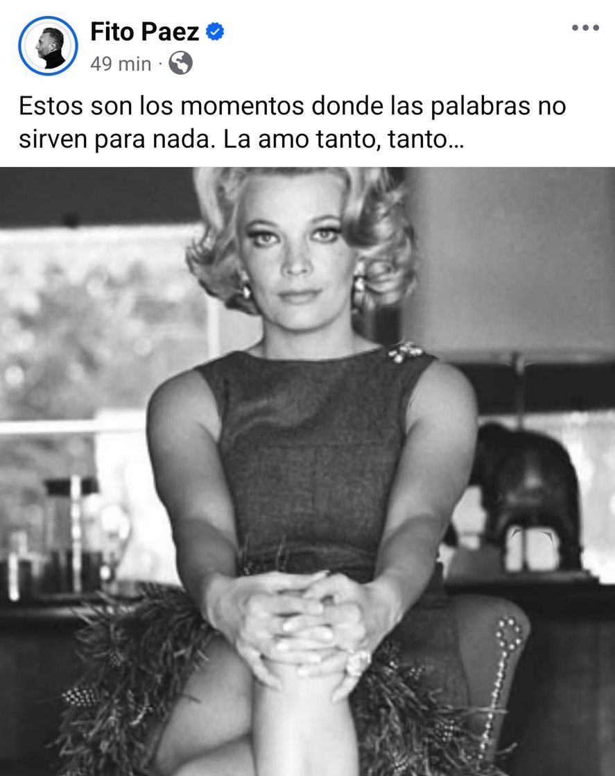 La despedida de Fito Páez a la actriz Gena Rowlands 