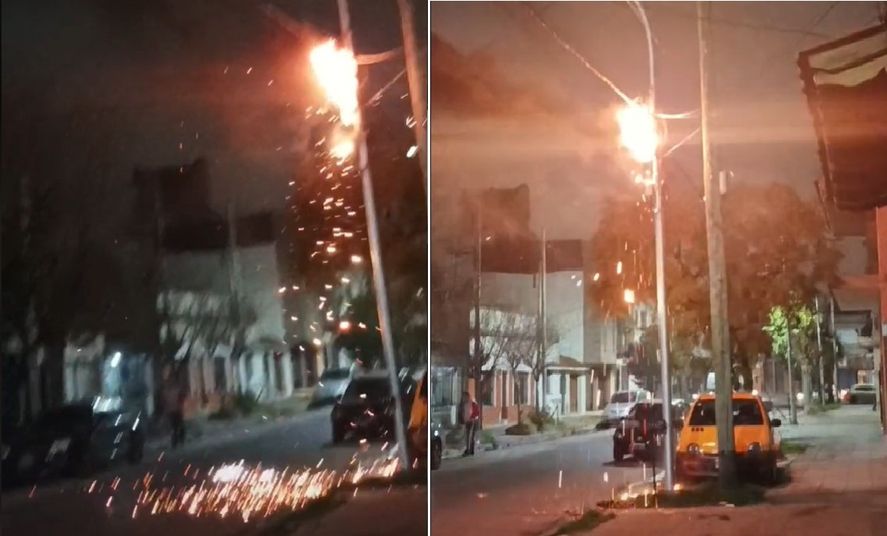 Fuego en Lanús: El video de Tik Tok que muestra cómo explota un poste de luz