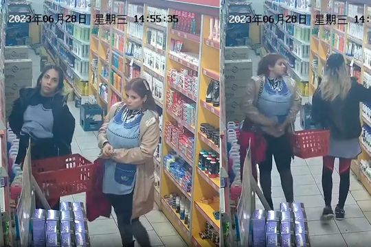vestidas de maestras jardineras roban mercaderias de supermercados chinos