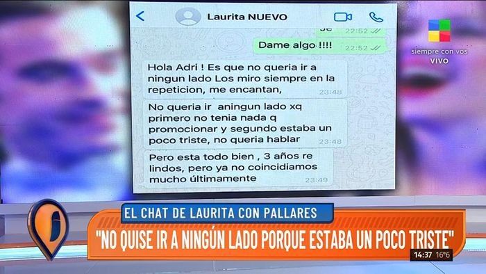 El chat de Laurita Fernández contando sobre su separación.