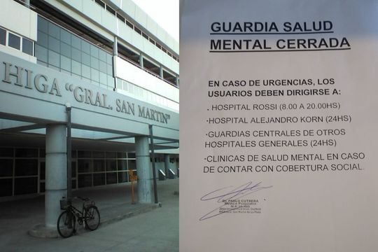 En el Hospital San Martín, colocaron un cartel para informar que la guardia está cerrada