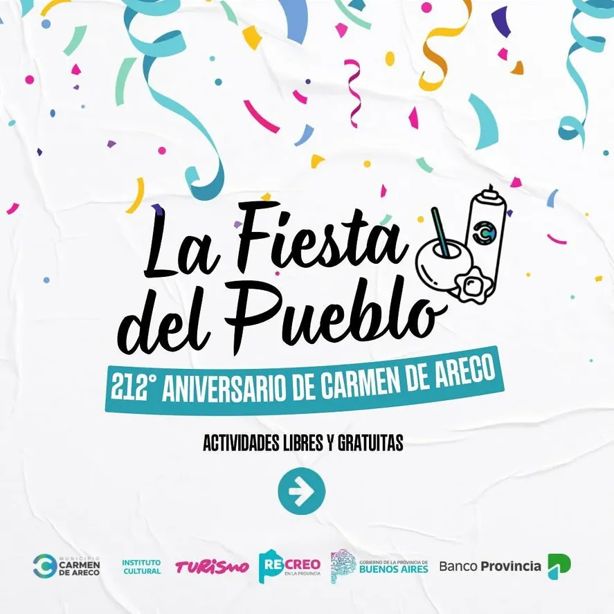 Del miércoles 25 al domingo 29 de septiembre se realizarán los festejos por el aniversario 212° de Carmen de Areco.