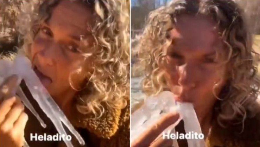 Capturas del video que subió Maru Botana a su Instagram chupando un hielo. Luego lo borró por el escándalo que se generó el domingo 