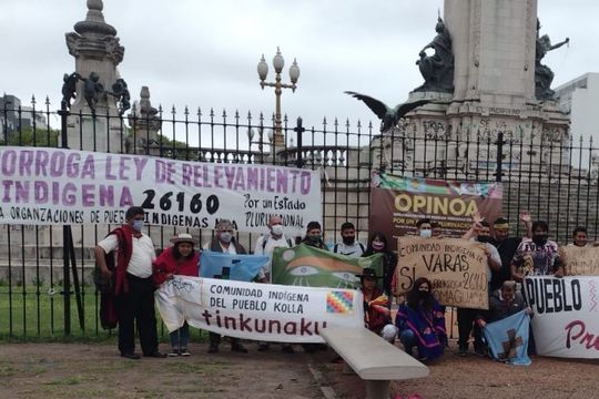El acampe se sostuvo frente de Casa Rosada en pos de pedir la suspensión de desalojos al Gobierno